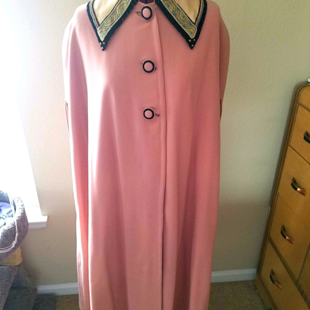 1950s pink wool cape